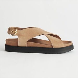 NWT & Other Stories Criss Cross Suede Leather Sandals with Buckle